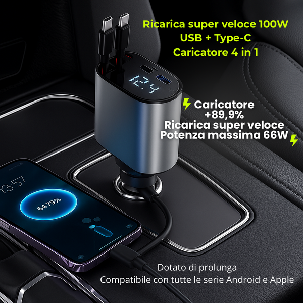VoltEdge – Caricabatteria Auto Ultra Veloce 4 in 1